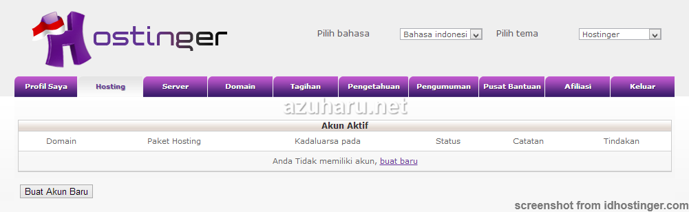 Buat Akun Baru IdHostinger tutorial hosting web di idhostinger