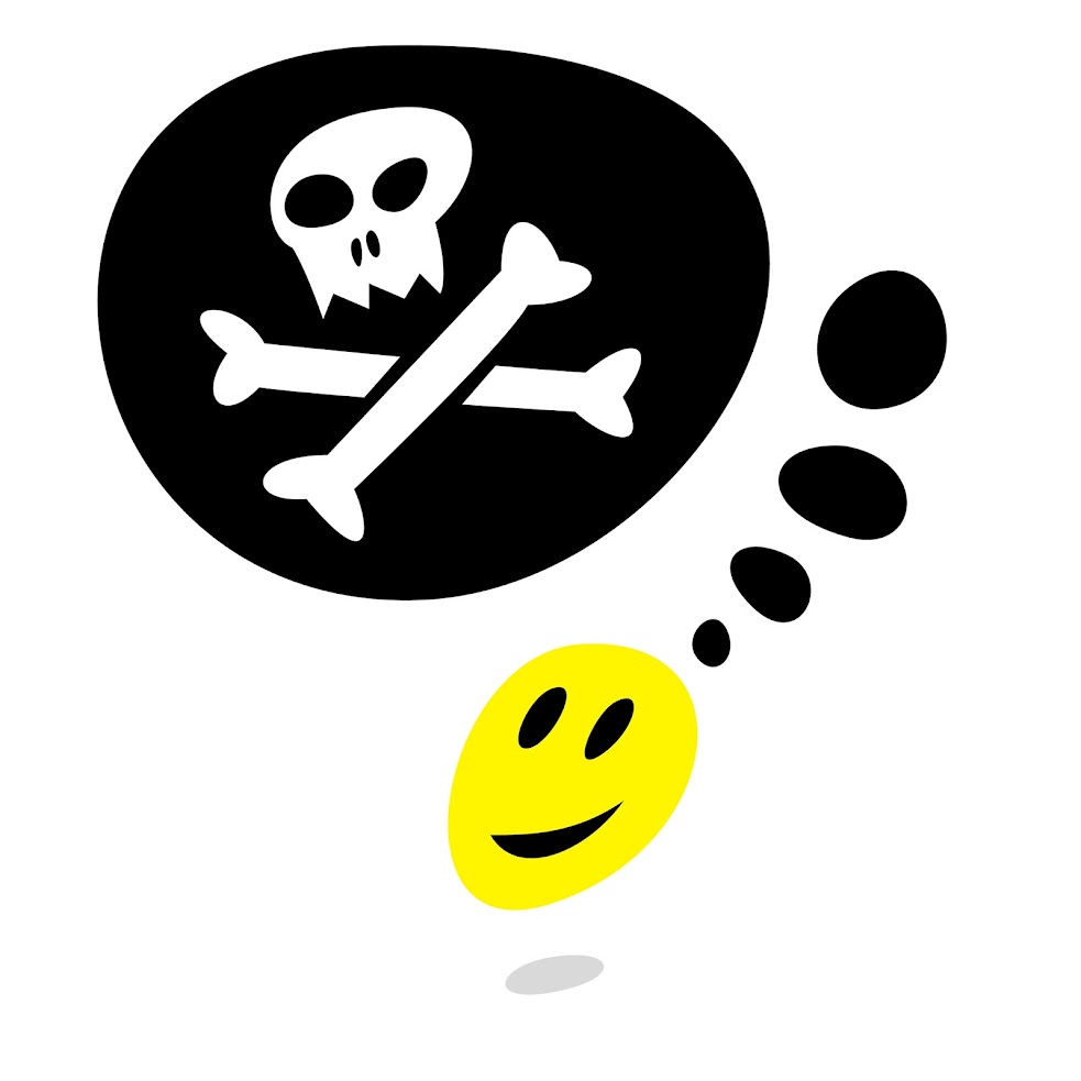 Download free this Vector Illustration: Yellow smiley face and Jolly Roger with gray drop shadow on white background Free Vector Illustration: Yellow smiley face and Jolly Roger with gray drop shadow on white background