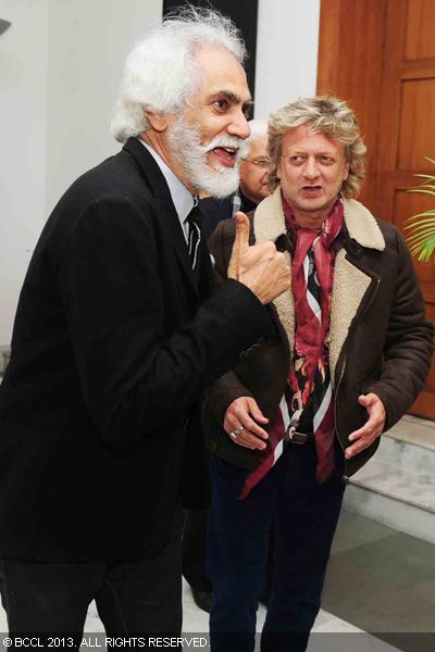 Sunil Sethi with Rohit Bal during the launch of designer Suneet Varma's coffee table book at the French embassy in New Delhi.