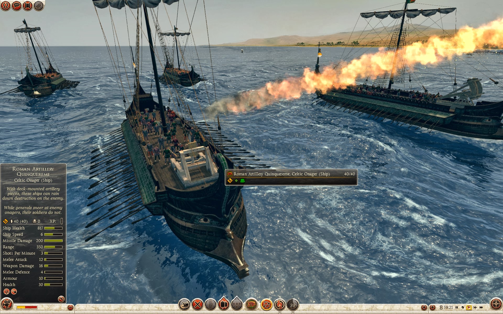 五排漿座輕型羅馬炮艦 - 凱爾特弩炮(船上)
