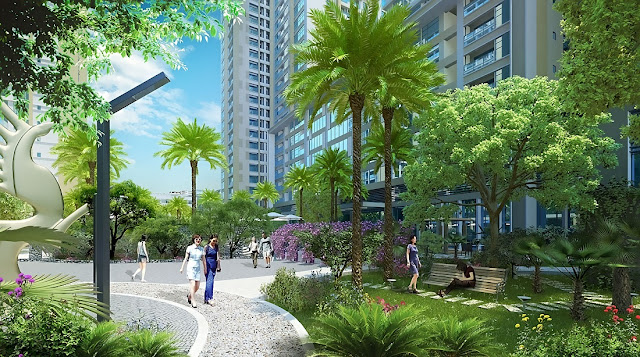 Khuôn viên xanh mát tại dự án FLC Star Tower