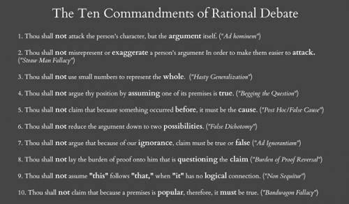 The 10 Commandments Of Rational Debate Logical Fallacies Explained