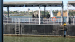 The view from the NY Waterway Ferry Terminal at 32nd St; the Lincoln Tunnel approach can be seen.