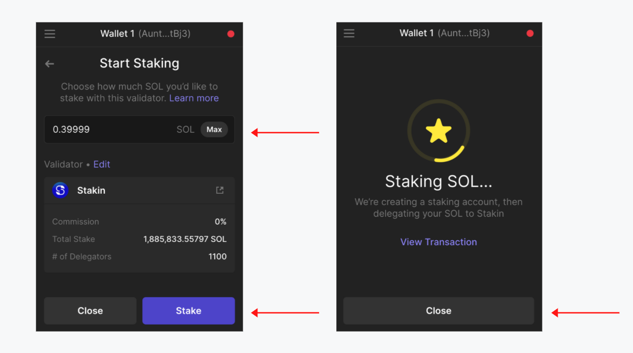 Phantom Wallet providing SOL Staking