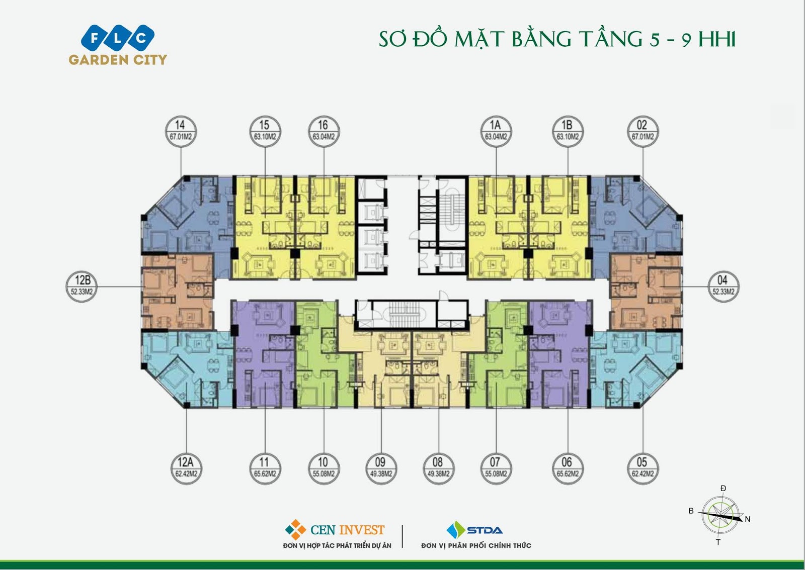 Mặt bằng tầng 05 - 09 Tòa HH1 dự án FLC Garden City Đại Mỗ Mặt bằng tầng 05 - 09 Tòa HH1 dự án FLC Garden City Đại Mỗ