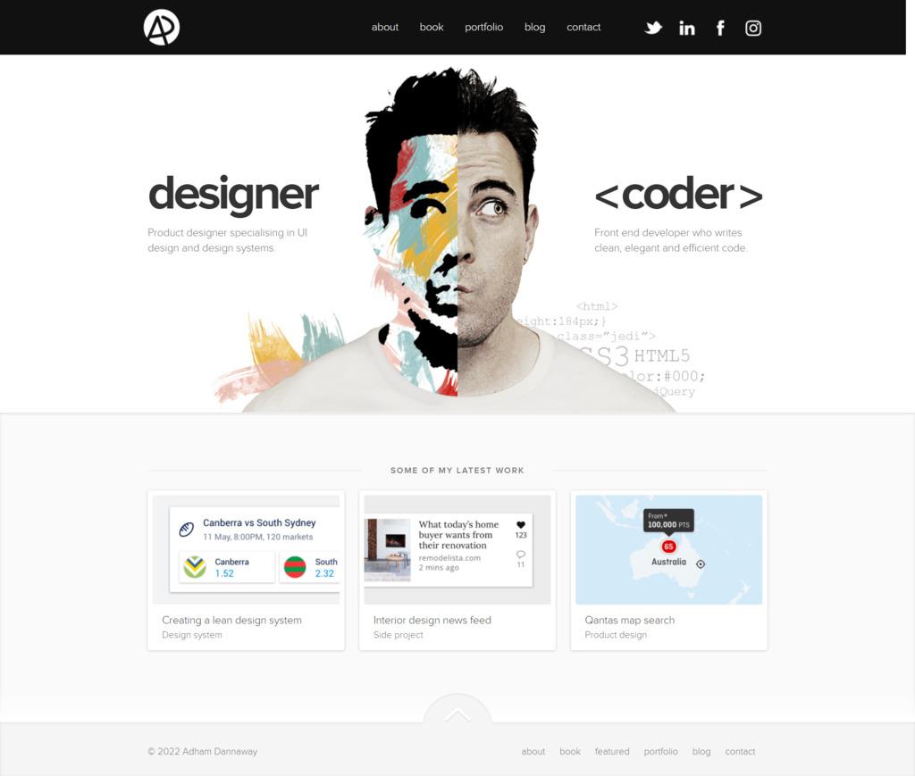 Site web portfolio du designer produit et développeur front-end Adham Dannaway