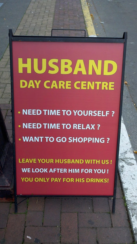 Photo of a poster advertising husband-sitting