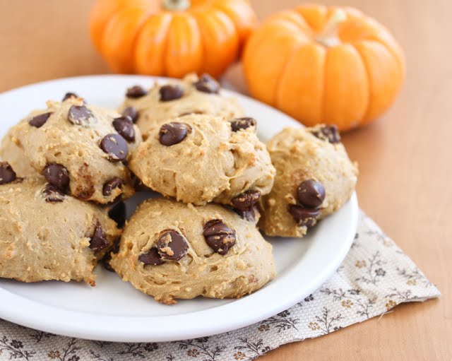 a plate of Healthier Pumpkin Chocolate Chip cookies.