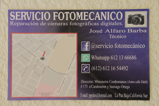 SERVICIO FOTOMECANICO, Misioneros Combonianos #175 E Carabineros y Santiago Ortega, 3 de Mayo, 23075 La Paz, B.C.S., México, Taller de reparación de cámaras | BCS