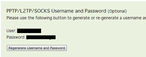 Generate L2TP username and password