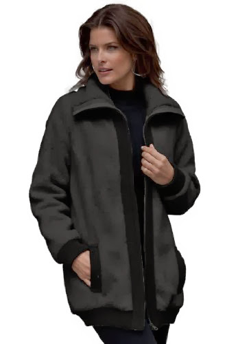 Roamans Women's Plus Size Bomber Jacket (Black,2X) Roamans Women's Plus Size Bomber Jacket (Black,2X)