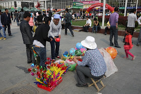 selling toys and other items for kids at Nanmen Square in Yinchuan, Ningxia, China