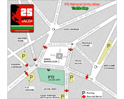 PTI Jalsa route map