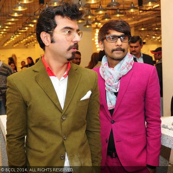 Sumir Tagra and Jiten Thukral during the Be Open exhibition, held at IGNCA, Janpath, New Delhi, on February 10, 2014.