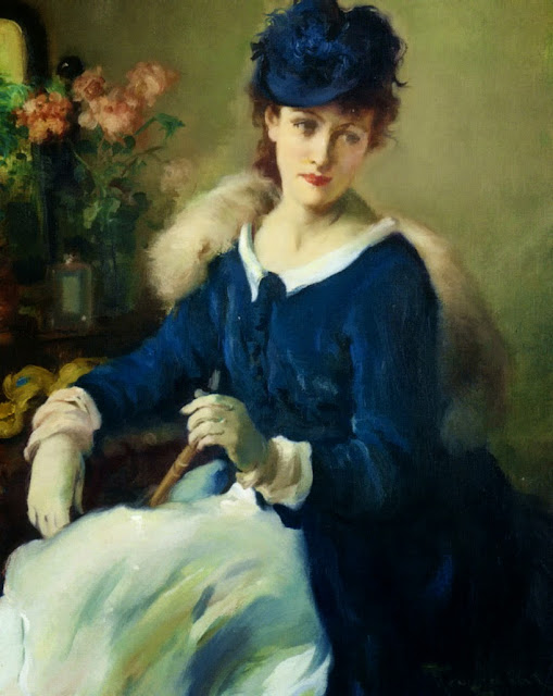 Fernand Toussaint - An Elegent Woman (also known as Lady in white-blue dress)