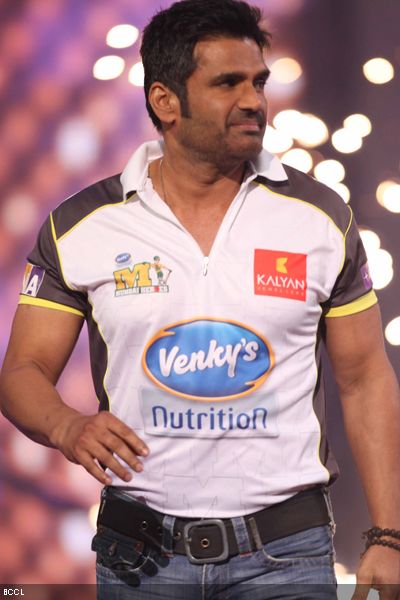 Suniel Shetty during the CCL opening ceremony in Mumbai.