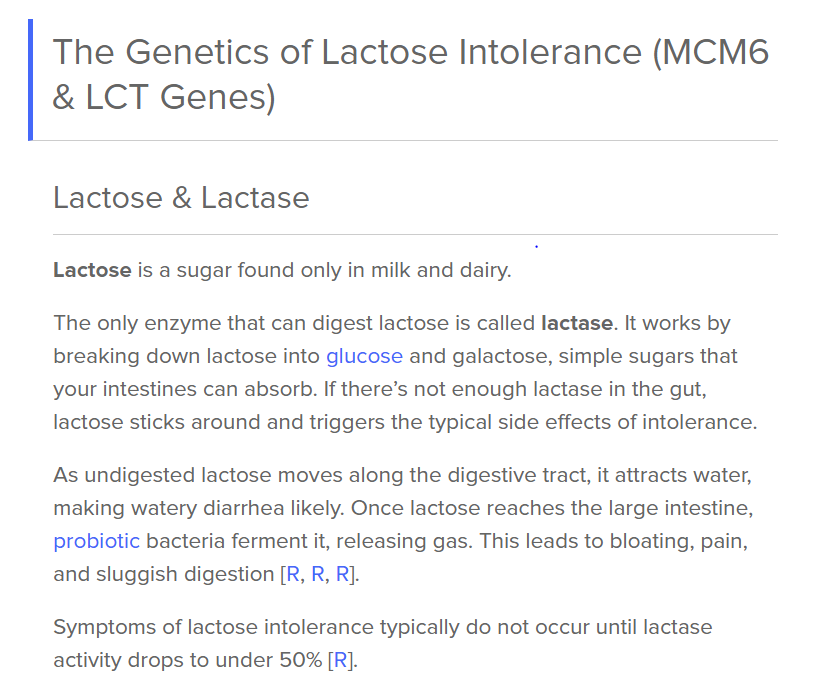 Explicación de la lactosa y la intolerancia a la lactosa.
