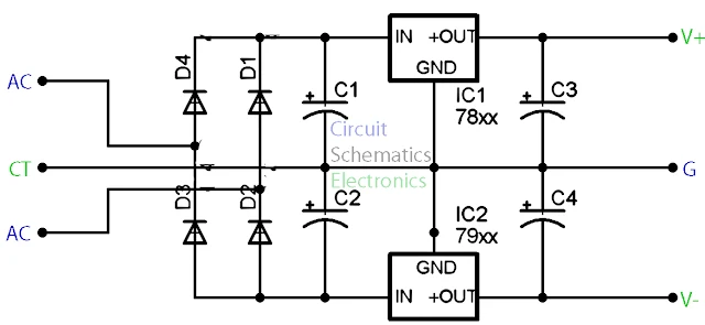 78XX and 79XX stabilizer circuit diagram