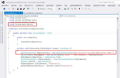 Desarrollar aplicacin C# para acceso a SQLite de forma nativa con ADO.NET Driver System.Data.SQLite