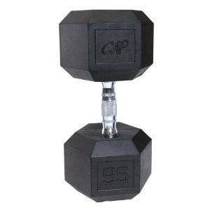  Cap Barbell Rubber Coated Hex Dumbbell with Contoured Chrome Handle
