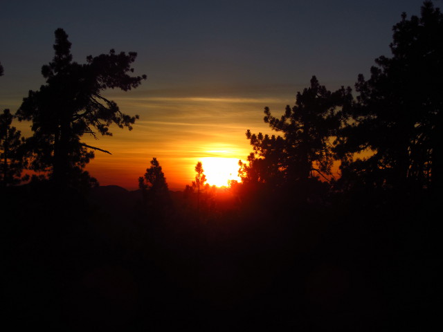 sun setting from Reyes Peak Campground