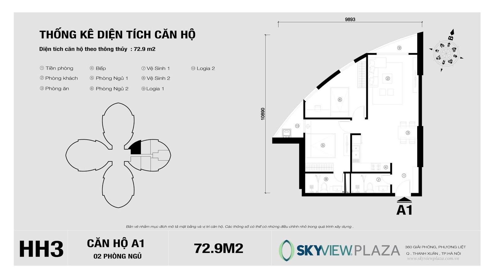 Thiết kế căn hộ A1 dự án Sky View Plaza Thiết kế căn hộ A1 dự án Sky View Plaza