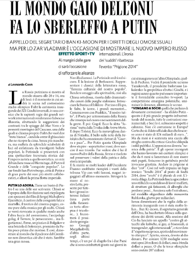 Il mondo gaio dell'ONU fa lo sberleffo Putin di Leonardo Coen per il Fatto Quotidiano