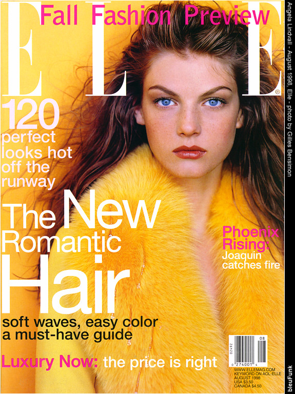 Angela Lindvall para Elle USA, agosto 1998