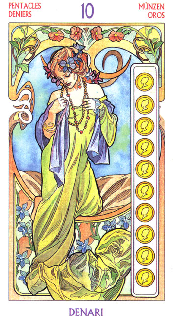 Art Nouveau Tarot Antonella Castelli (Таро Галерея). Галерея и описание карт - Страница 2 Denari%252010