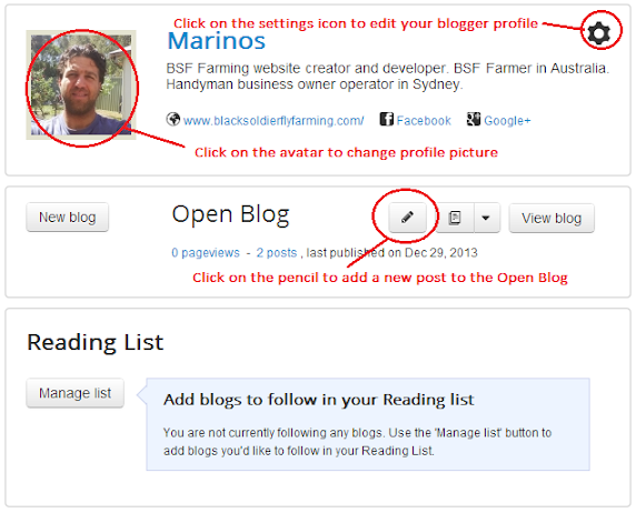 Image: https://lh4.googleusercontent.com/-KYlhez1GhKI/UsAc0zflKLI/AAAAAAAAAE8/2I-cxZmNzqA/w572-h462-no/howtoblog3.png Create your profile and start your blog
