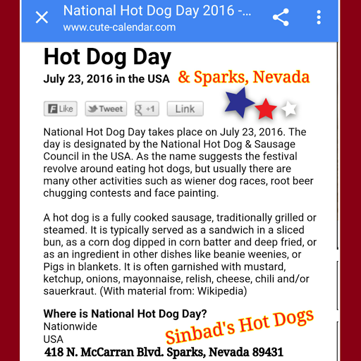 Sinbad's Hot Dogs logo