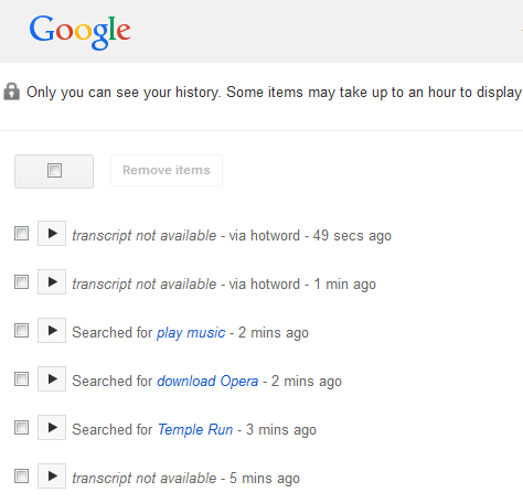 Google Audio History