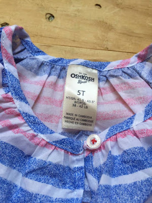 Áo vải Oshkosh, hàng xuất đúng made in cambodia.