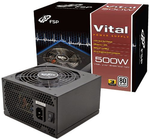 FSP Group 500W ATX Power Supply 12V 80 PLUS Certified VITAL SERIES (VITAL 500)