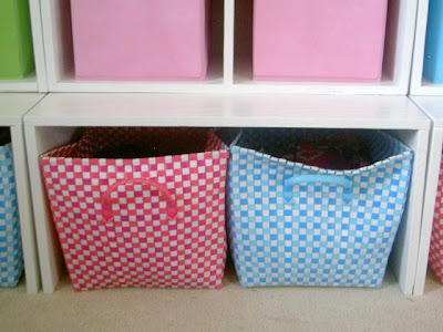 diy storage cubbies with fabric bins
