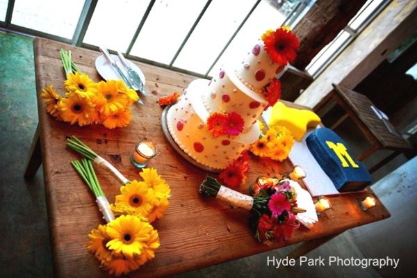 Orange and Pink Polka Dot Wedding Cake - Haute Cakes Austin
