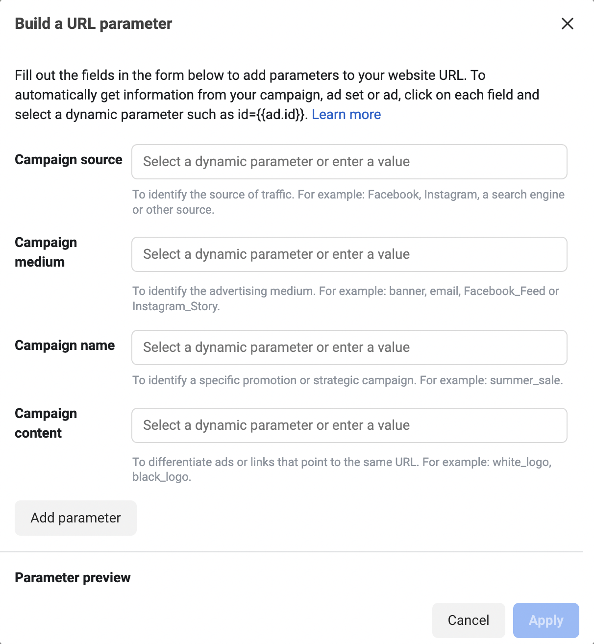 Facebook Leads URL parameter