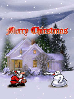 Djed Mraz i snješko se grudaju, Božić download besplatne animacije za mobitele