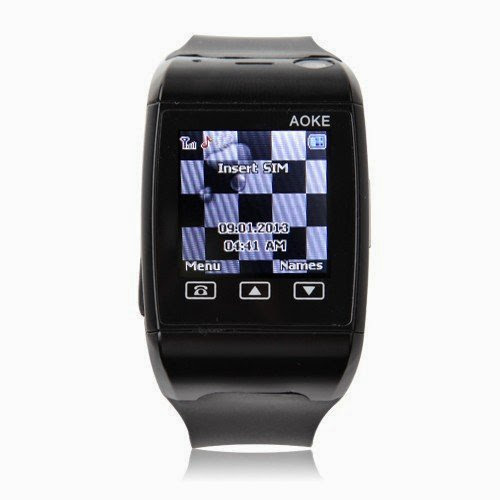  AOKE AK13 Watch Phone Single SIM Card Camera FM Bluetooth 1.25 Inch Touch Screen- Black