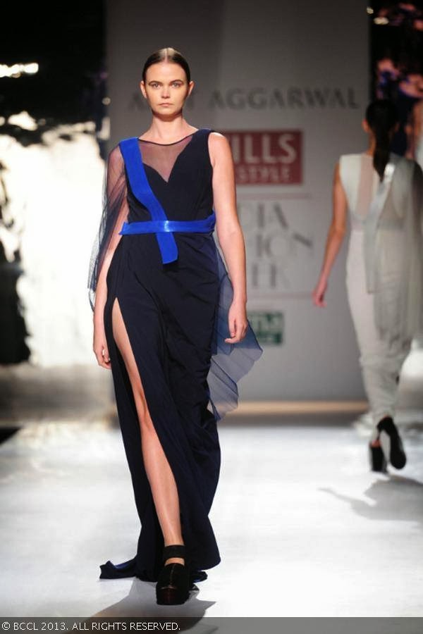 Marii walks the ramp for fashion designer Amit Aggarwal on Day 2 of the Wills Lifestyle India Fashion Week (WIFW) Spring/Summer 2014, held in Delhi.