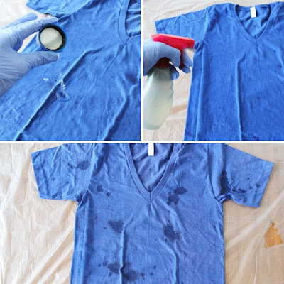 como customizar camiseta com água sanitária - camiseta manchada