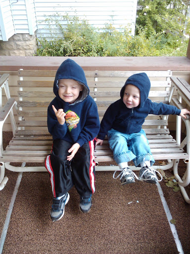 Aidan and Cian in their Fall duds.