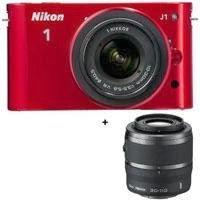 Nikon 1 J1 Mirrorless Digital Camera with Nikon 1 10-30mm VR Zoom Lens, Red - Bundle - with Nikon 1 Nikkor 30-110mm f/3.8-5.6 VR Lens - Black