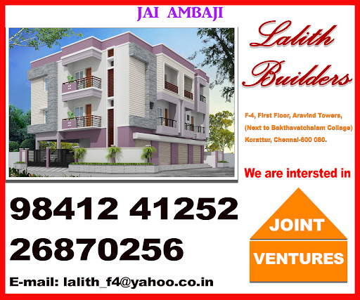 Lalith Real Estate, South Avenue, No. F4, Arvind Towers, Korattur, chennai, Tamil Nadu 600080, Central Ave, Venkataraman Nagar, Korattur, Tamil Nadu 600080, India, Real_Estate_Agency, state TN