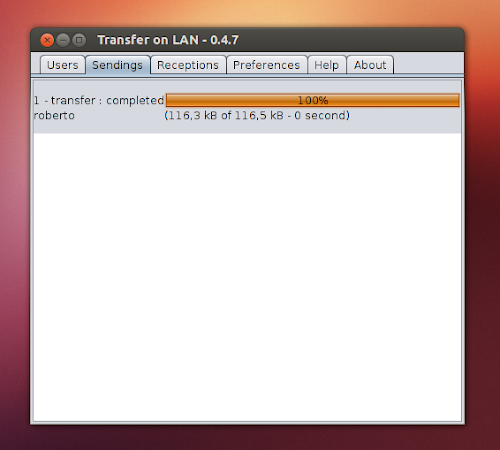 Transfer on LAN - sendings