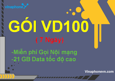Miễn phí 21Gb data, Gọi không tốn tiền khi đăng ký gói VD100 của Vinaphone