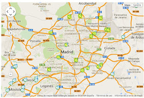 Mapa de las 6 estaciones de suministro público de GNC en Madrid - marzo 2015