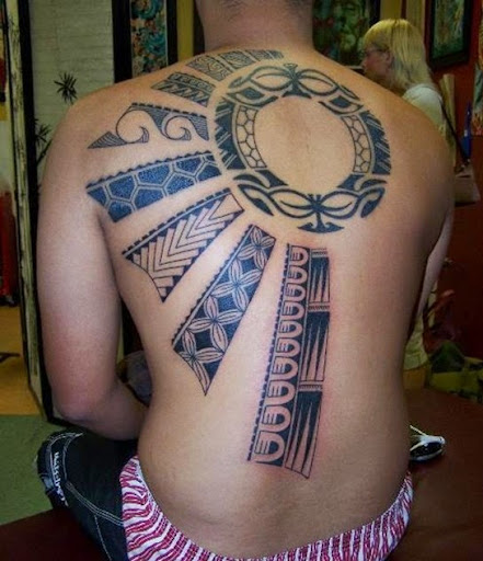 filipino tribal sun tattoos on full back