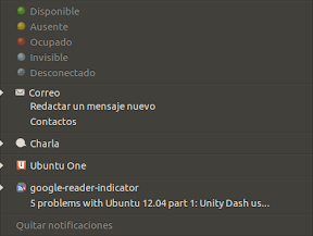 Google-Reader-Indicator se va al menu de mensajes