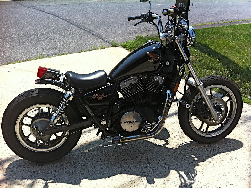 Here's my 83 750 with the stock muffler taken off | Honda Shadow Forums